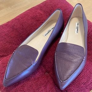 KARL LAGERFELD PARIS Burgundy Leather Flats, Size 8.